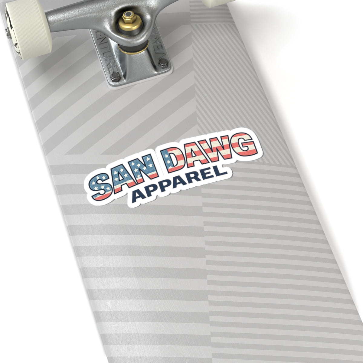 San Dawg Apparel American Flag Logo Sticker — Patriotic Kiss-Cut Vinyl Decal