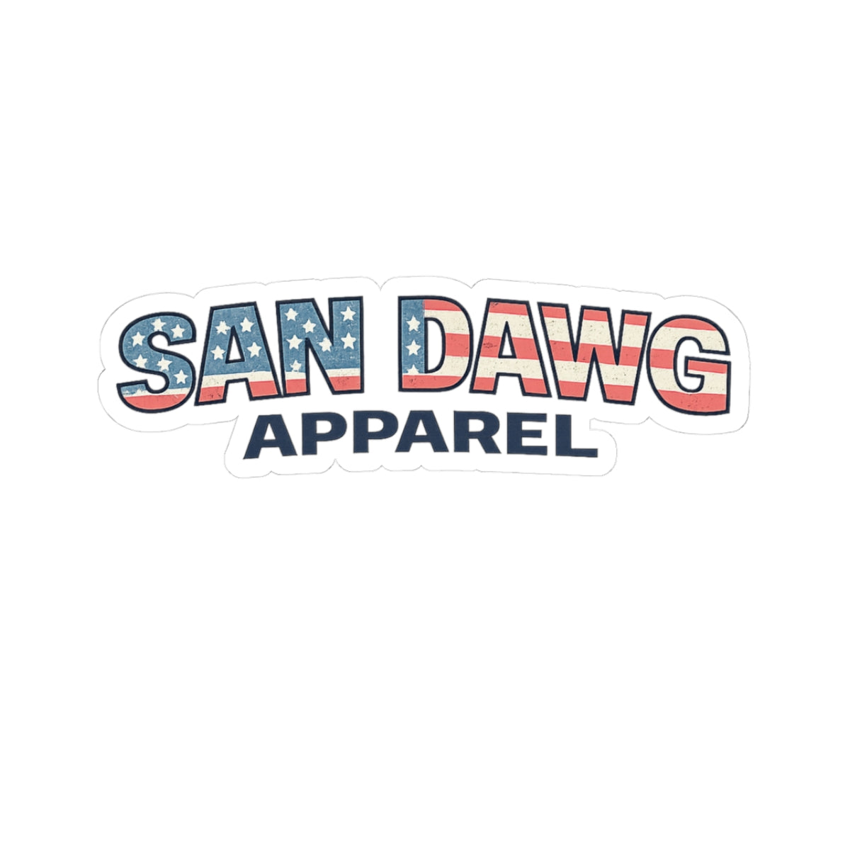 San Dawg Apparel American Flag Logo Sticker — Patriotic Kiss-Cut Vinyl Decal
