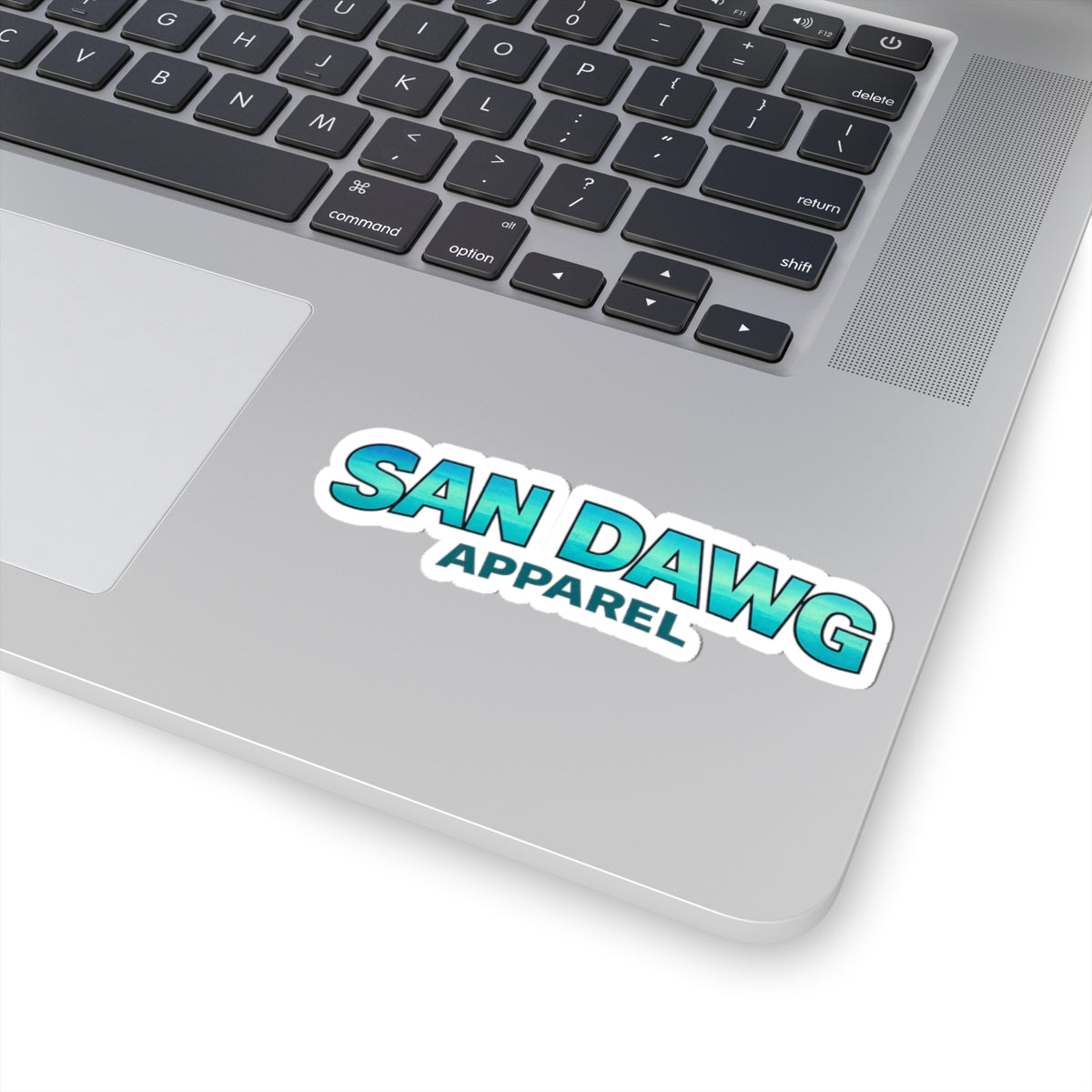 San Dawg Apparel Kiss-Cut Sticker — Teal Gradient Logo Decal