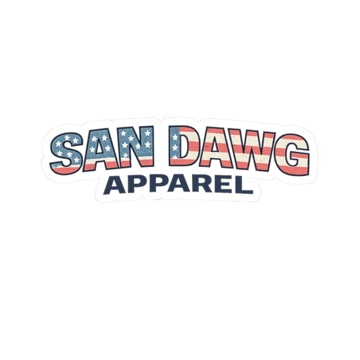 San Dawg Apparel American Flag Logo Sticker — Patriotic Kiss-Cut Vinyl Decal