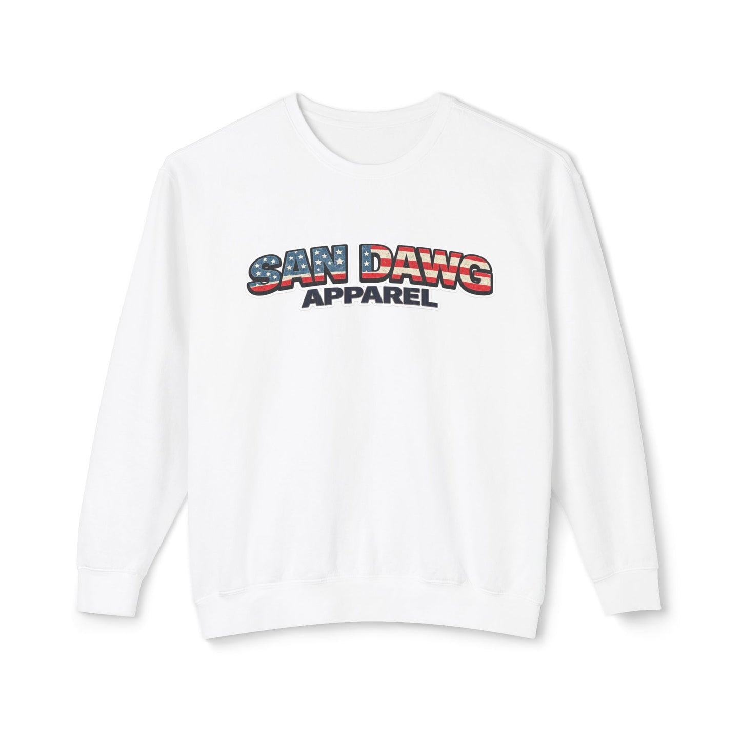 Women's San Dawg Apparel Crewneck Sweatshirt — American Flag Retro Logo
