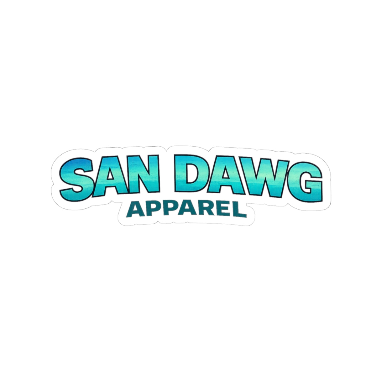 San Dawg Apparel Kiss-Cut Sticker — Teal Gradient Logo Decal