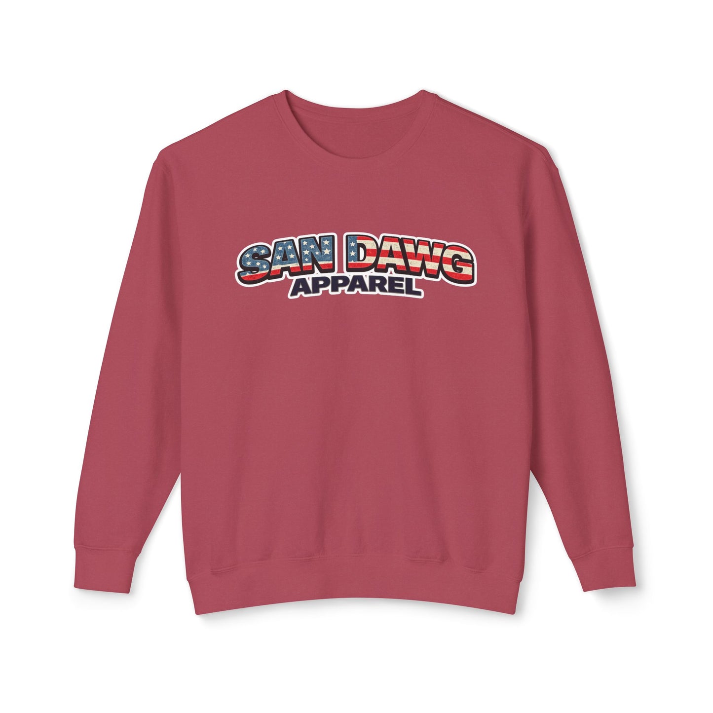 Women's San Dawg Apparel Crewneck Sweatshirt — American Flag Retro Logo