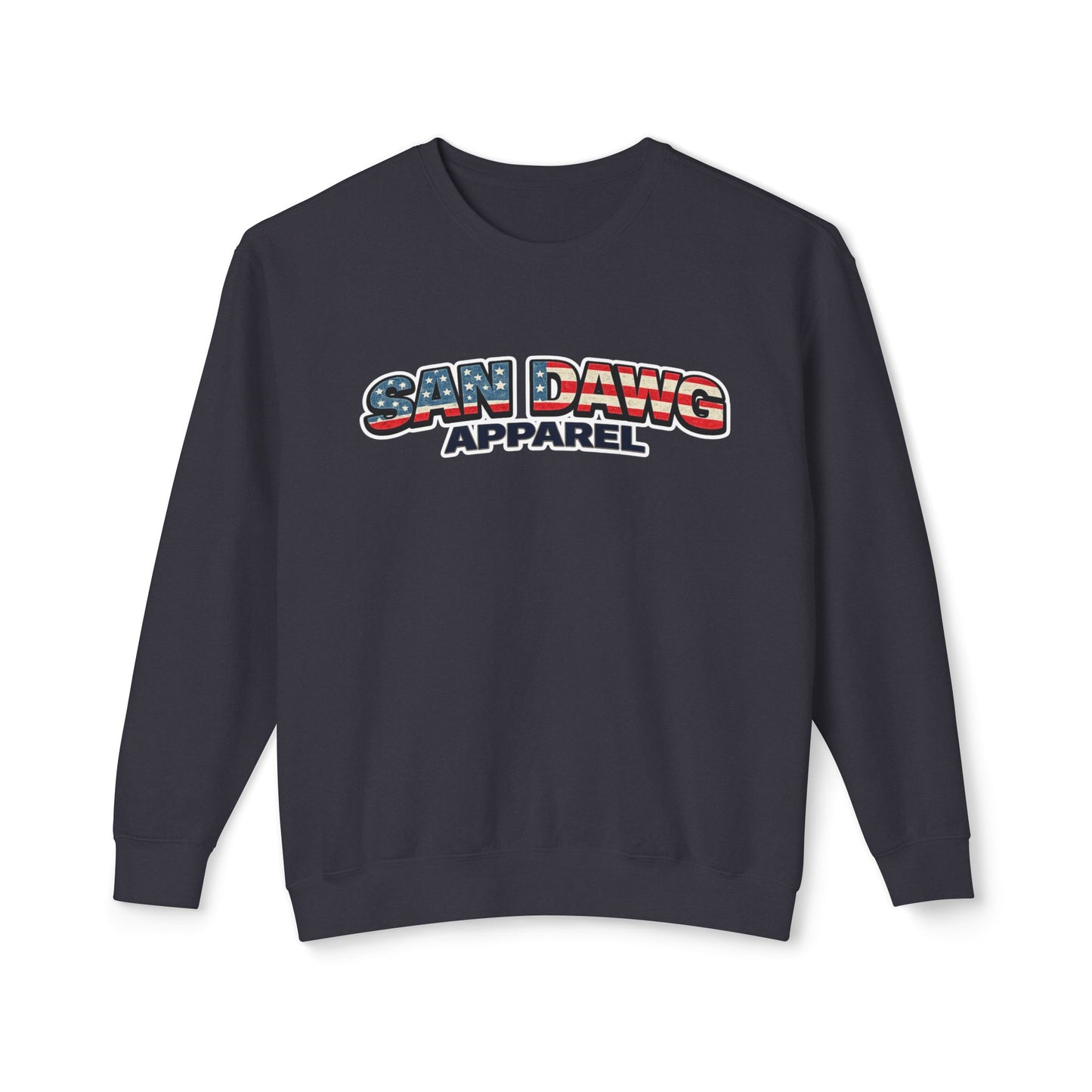 Women's San Dawg Apparel Crewneck Sweatshirt — American Flag Retro Logo
