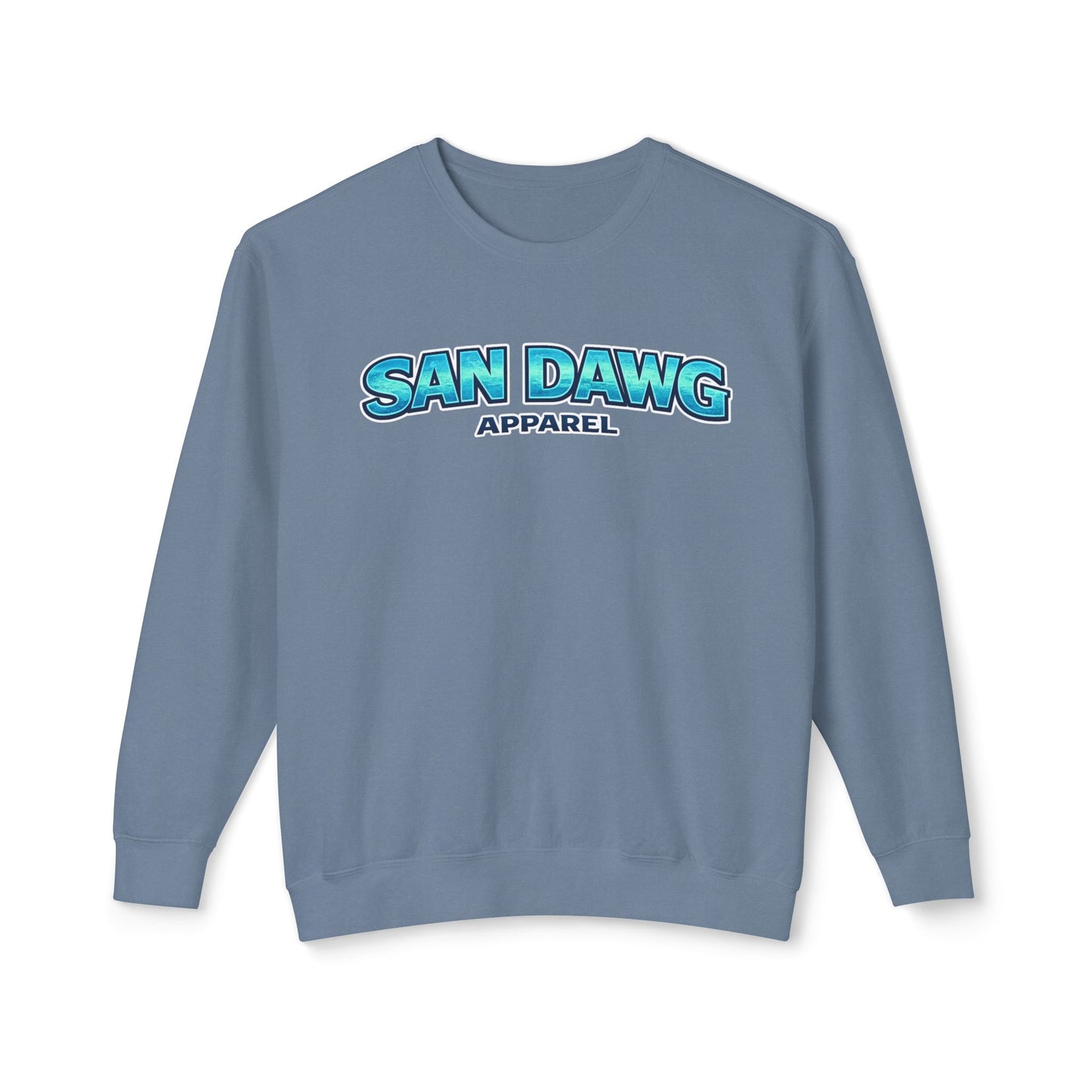 Women's San Dawg Apparel Crewneck Sweatshirt — Retro Blue Logo Lightweight Crew